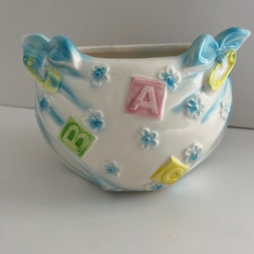 Vintage Baby Ceramic Planter, Container, Kitsch